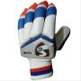 SG Club Cricket Batting Gloves White Blue and Red Left Hand