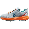 Thrax Rampaze Spike Cricket Shoes White Orange Turquoise Blue