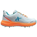 Thrax Rampaze Spike Cricket Shoes White Orange Turquoise Blue