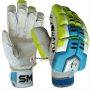 SM Limited Edition Batting Gloves White Lime and Blue