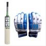 SS Magnum English Willow Cricket Bat and THRAX NEO 11 Batting Gloves Blue