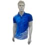Thrax Badminton T Shirt Color Neck with Half sleeve Royal Blue and White Size Medium