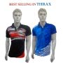 Set of 2 Thrax Badminton T Shirt Color Neck with Half sleeve Royal Blue and Black