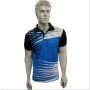Thrax Polo Badminton T Shirt Color Neck with Half sleeve Sky Blue Black and White Size XL