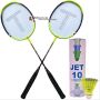 Set Of 2 Thrax Power Storm Badminton Racket And VICKY Jet 10 Nylon shuttlecocks pack of 6pc Yellow color