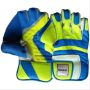 Thrax Power Grip Cricket Wicket Keeping Gloves Blue and Lime