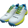 Thrax Brace Rubber Cricket Stud Shoes white, yellow, and blue 
