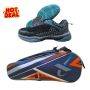 Thrax Smash Badminton shoes Black and Vivid Sky With Thrax Strike Series Badminton Kit Bag Blue and Orange Color