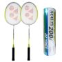 Set of 2 Yonex GR 301 Racket and 6 Mavis 200i Shuttlecock