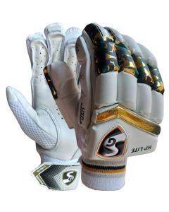 SG HP lite Cricket Batting Gloves White Black Gold (Right Hand Mens Size)