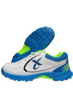 Thrax Power Boost Cricket Stud Shoes White Sky Blue Neon Green