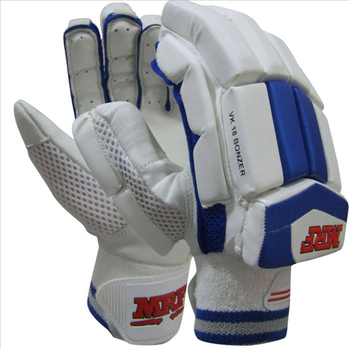 MRF VK 18 Bonzer Cricket Batting Gloves White and Blue,- Buy MRF