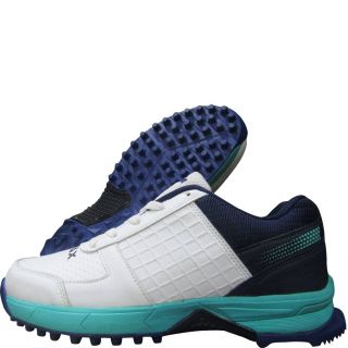 Thrax Hoop Cricket Rubber Stud Cricket Shoes White Blue Sea green 1