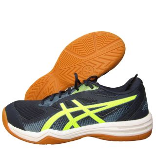Asics UPCOURT 5 Badminton Shoes Midnight and Hazard Green
