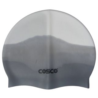 Cosco Silicon Swimming Cap Gray White