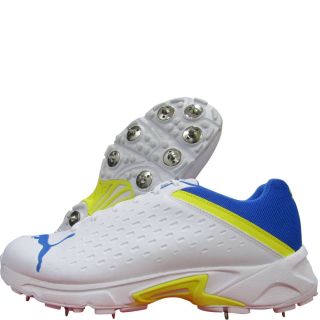 Puma 22.2 Spike Cricket Shoes White Yellow Blaze Blue