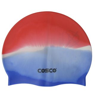 Cosco Silicon Swimming Cap Red Blue Color