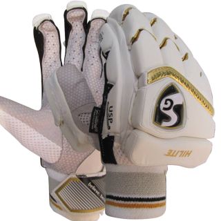 SG Hilite Cricket Batting Gloves White Gold (Mens Size Right-Handed)