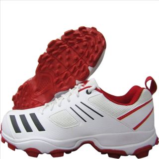 Adidas Mens Crihase Stud Cricket Shoes FTW White C Black Scarle 