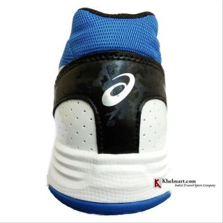 Asics Gel 100 Not Out Full Spike Cricket Shoes color WHITE ONYX AND BLUE
