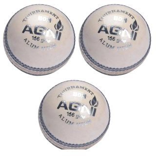 BDM Agni Leather Cricket Ball 3 Ball Set White