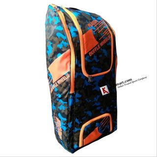 BDM Platers Duffle Pro Wheel Cricket Kit Bag Army Blue and Orange
