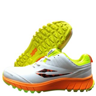 DSC Superstorm Cricket Shoes white, neon green and orange