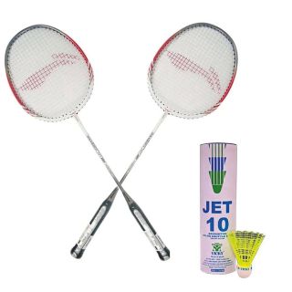 Set of 2 Li Ning Smash XP 80 Racket and  Vicky Jet 10 shuttlecocks
