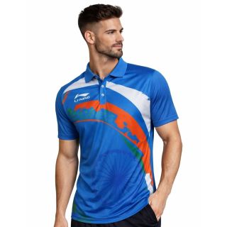 LiNing Polotee Badminton T Shirt Blue Mens Size Small Baseimage01
