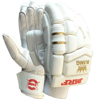 MRF King Cricket Batting Gloves (Mens Size Right Hand) Colour White Gold