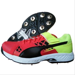 Puma EvoSpeed 18.1 CrickBowl Fade Cricket Shoes Red Lime and Black