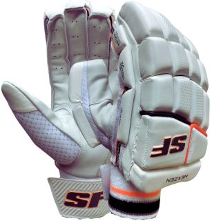 SF Nexzen Cricket Batting Gloves Orange Black White (Mens Size Right-Handed)
