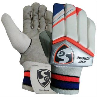 SG RSD Xtreme Cricket Batting Gloves White Black and Blue (Mens Size Right-Handed)