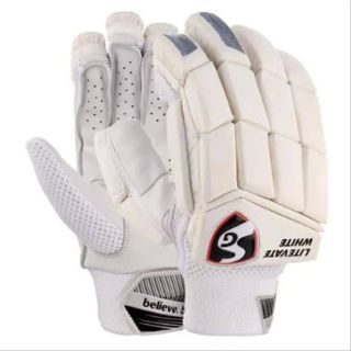 SG Litevate White Cricket Batting Gloves (Mens Size Right-Handed)