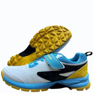 SG Century Pace Cricket Shoes White Blue Yellow