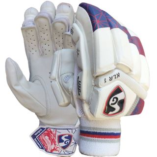 SG KLR 1 Cricket Batting Gloves White Blue and Red (Mens Size Right-Handed)