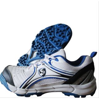 SG Steadler 5.0 Cricket Shoes White Blue and Black