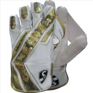 SG Savage Wicket Keeping Gloves White Gold