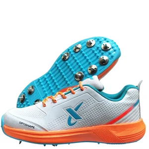 Thrax Rampaze Spike Cricket Shoes White Orange Turquoise Blue