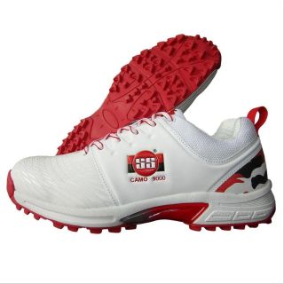 SS Camo 9000 Stud Cricket Shoes White and Red 2019 Model