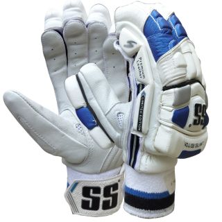SS Limited Edition Cricket Batting Gloves White,Blue (Mans Size Right-Handed)