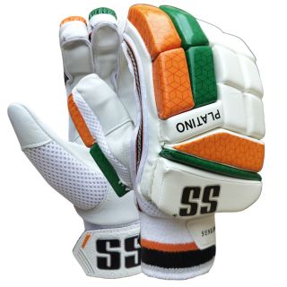 SS Platino Cricket Batting Gloves Orange White Green (Mans Size Right-Handed)
