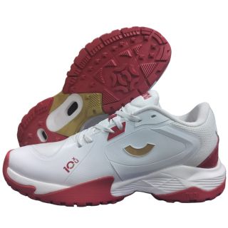 Tenux All Rounder Rubber Cricket Shoes Bright White Racing Red Colour
