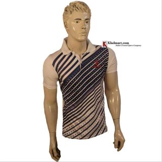 Thrax Polo Badminton T Shirt White and Blue M8 Size Medium