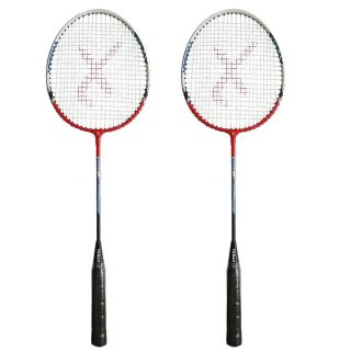 Set of 2 Thrax Hammer Power 11 Badminton Racket ( Red )