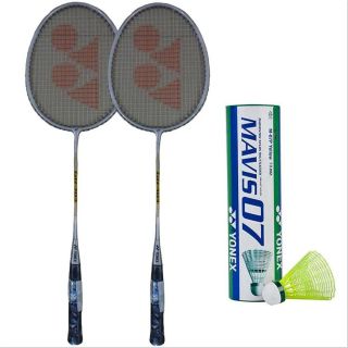 Set of 2 Yonex GR 303 Racket and 6 Mavis 07 Shuttlecock