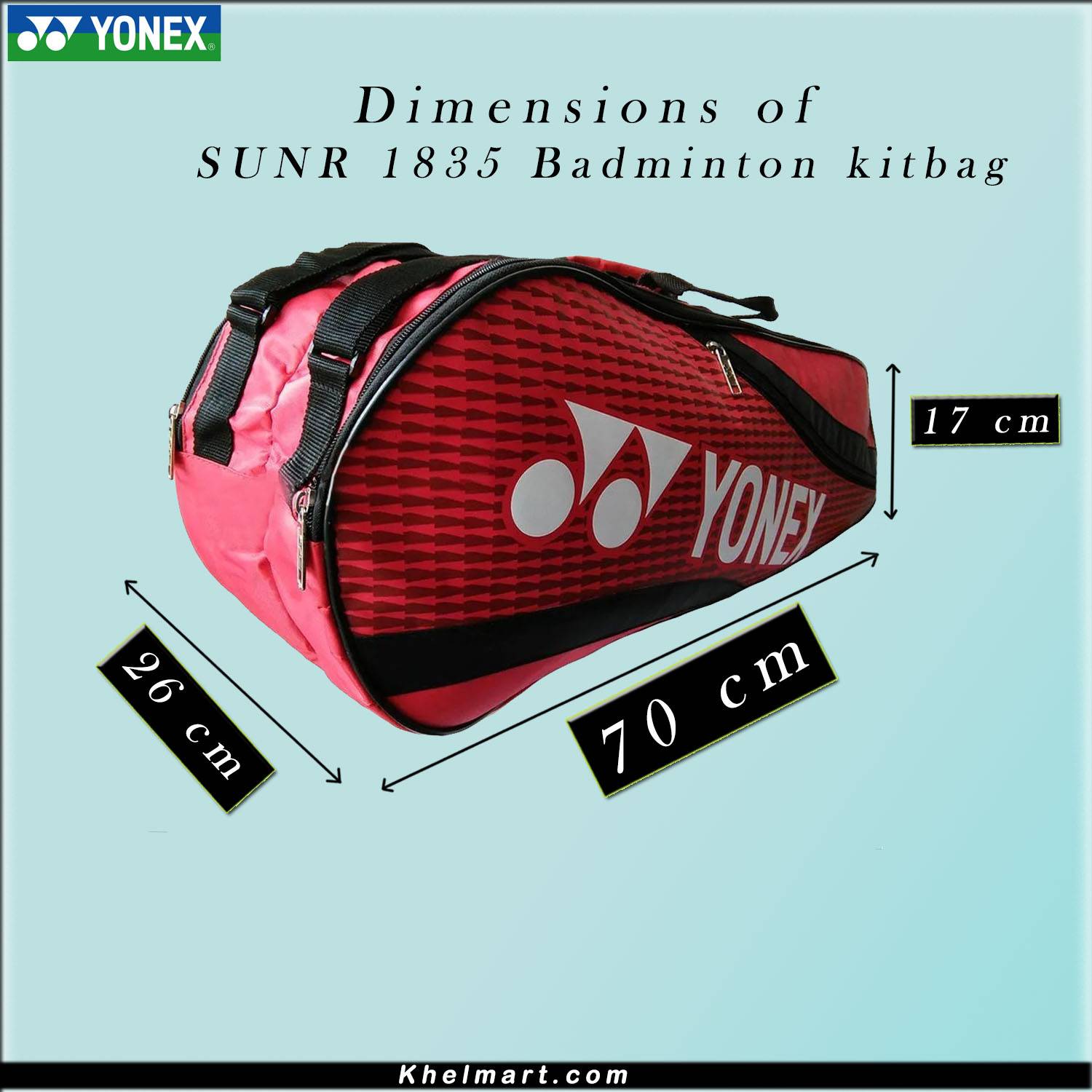 YONEX SUNR 1835 Thermal Badminton Kit Bag Red and Black