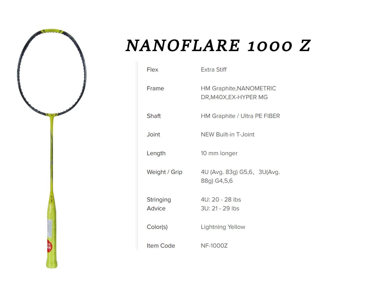 Yonex NANOFLARE 1000 Z badminton racket