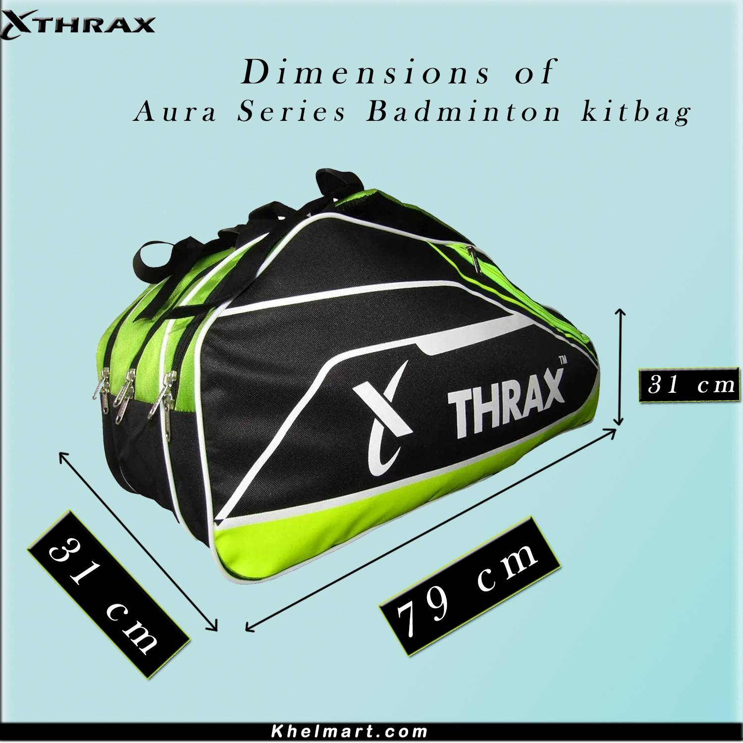 Thrax Aura X10 Badminton Kit Bag Black Lime Thrax Aura X10 Badminton Kit Bag Black Lime