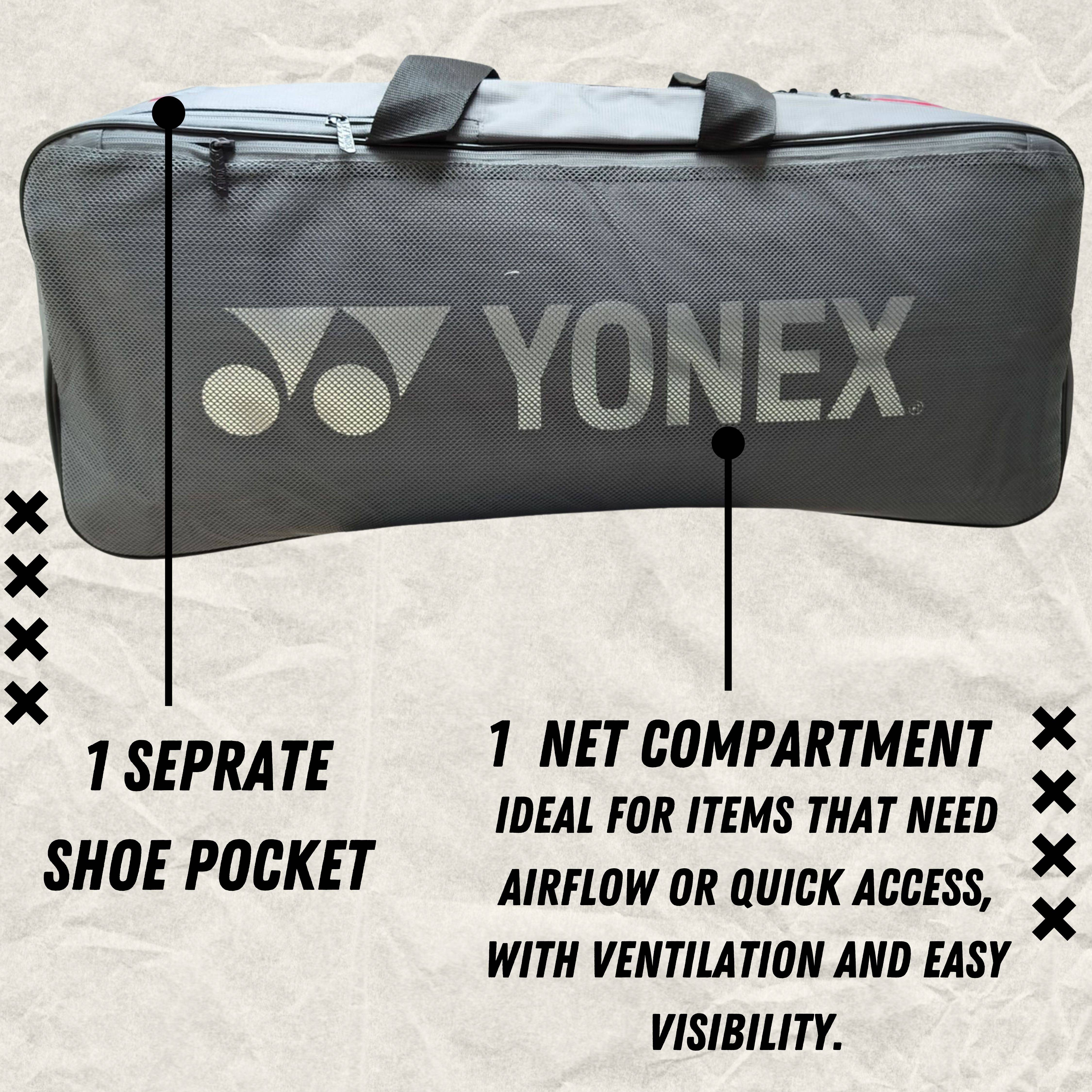 Buy Yonex PC3-Q014-23431WT-SR Badminton Kit Bag Grey Red Color